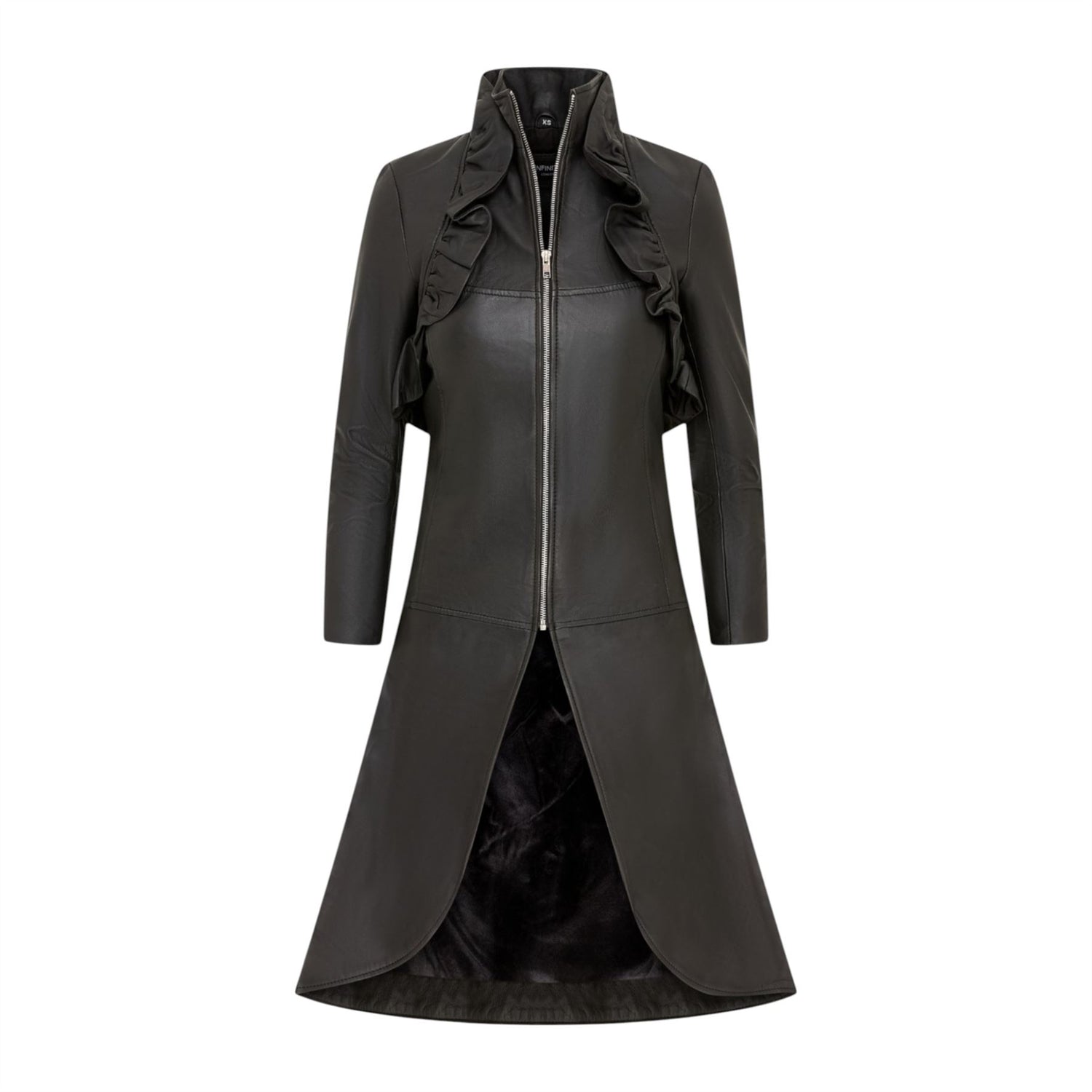 Womens Goth Leather High Collar Victorian Flare Tailcoat - Challa