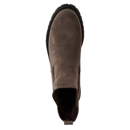 Tamaris Womens Taupe Brown Leather Classic High Chelsea Ankle Boots