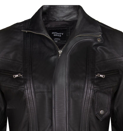 Mens Classic Leather Bluson Bomber Jacket-Cranbrook