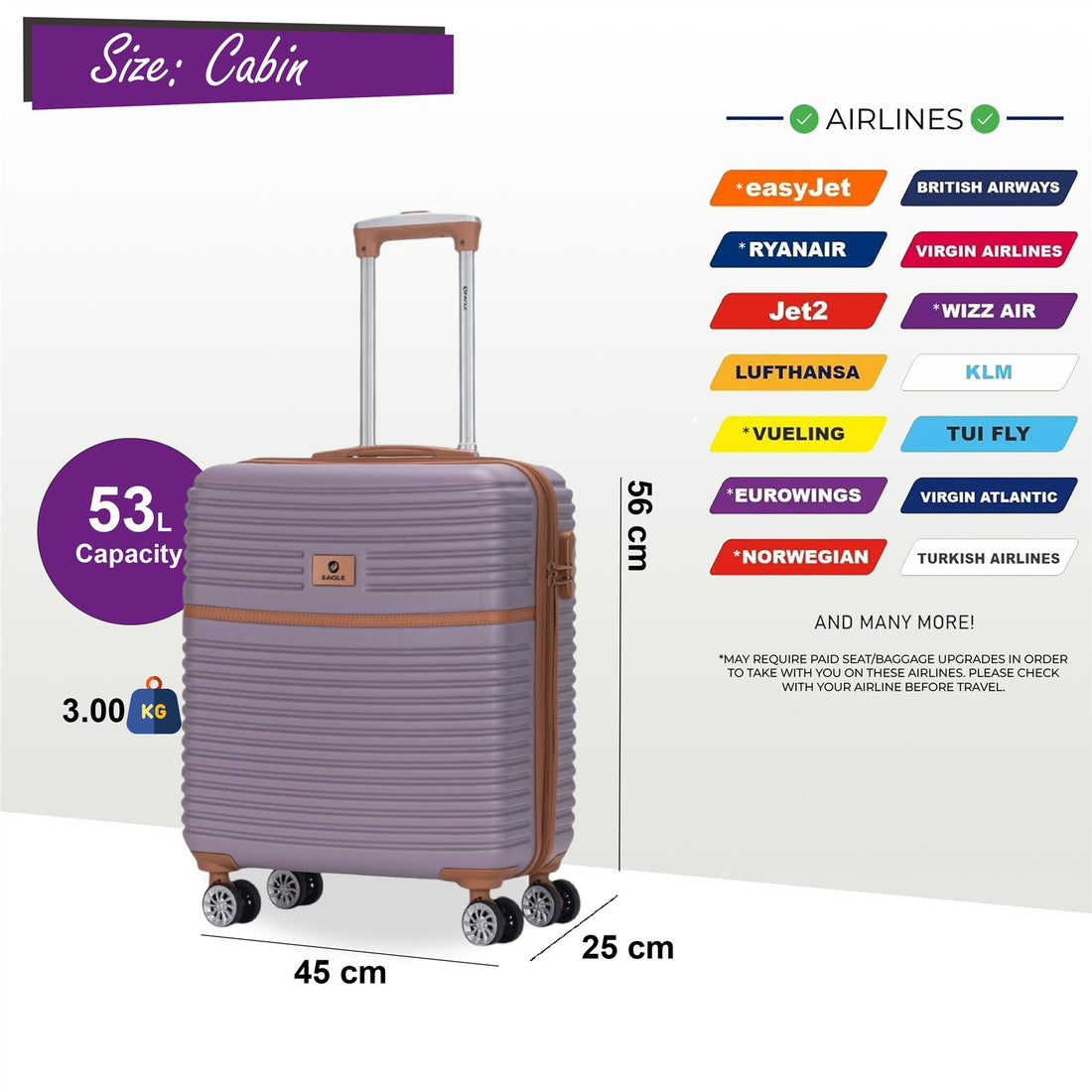 Koga Cabin Hard Shell Suitcase in Purple