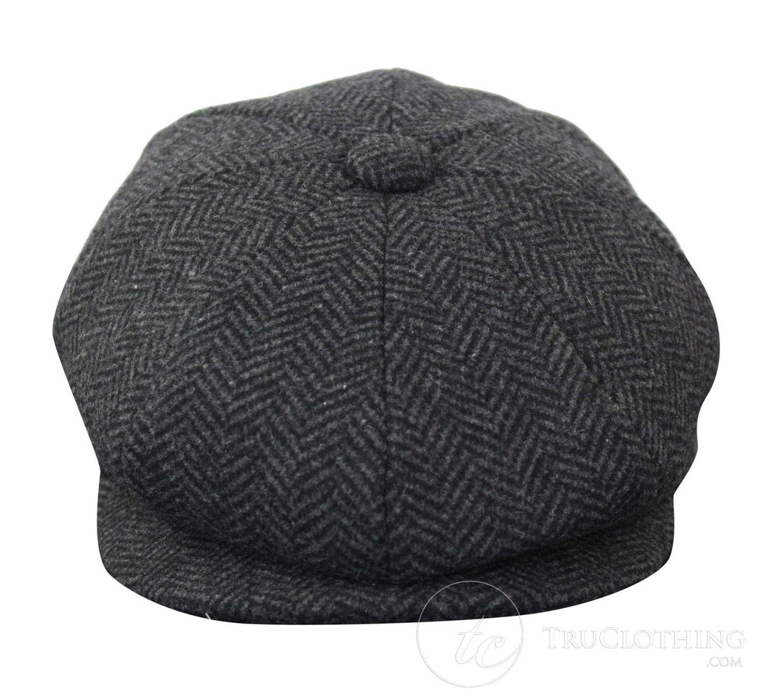 Mens Peaky Blinders Grey Tweed Gatsby Flat Baker Hat
