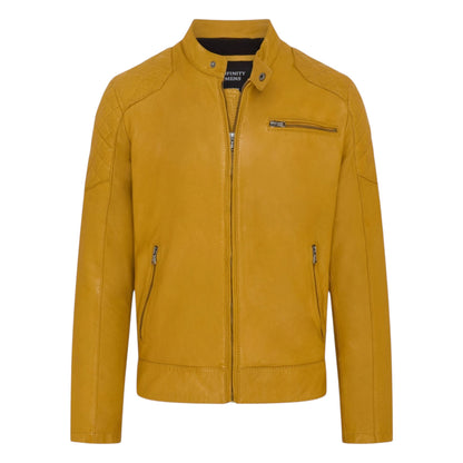 Mens Leather Quilted Shoulder Biker Jacket - Rock