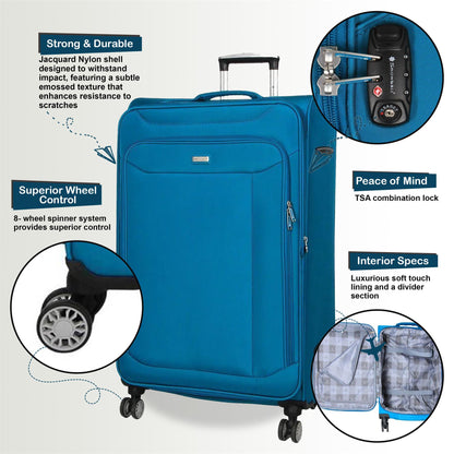 Centreville Set of 3 Soft Shell Suitcase in Teal