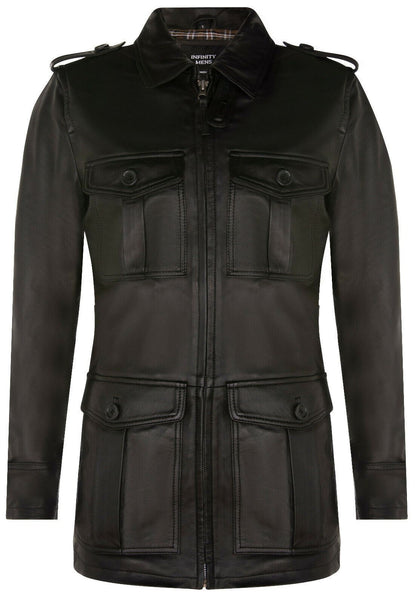 Mens Leather Safari Style Overcoat-Eastbourne