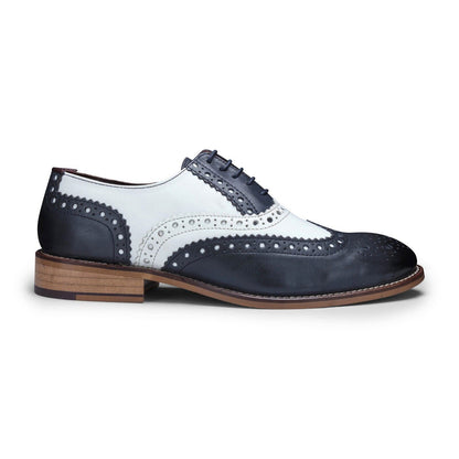 Mens Classic Oxford Navy/White Leather Gatsby Brogue Shoes