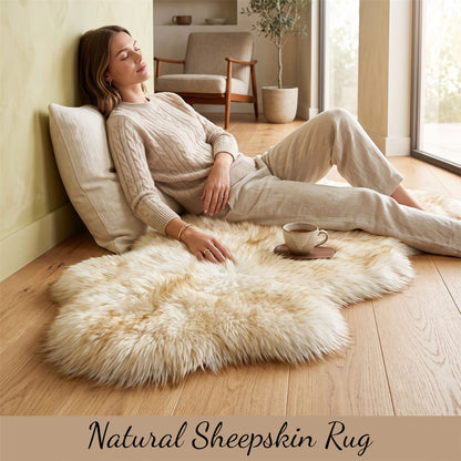 Genuine Sheepskin Natural Silky Soft Fluffy Real Wool Rug