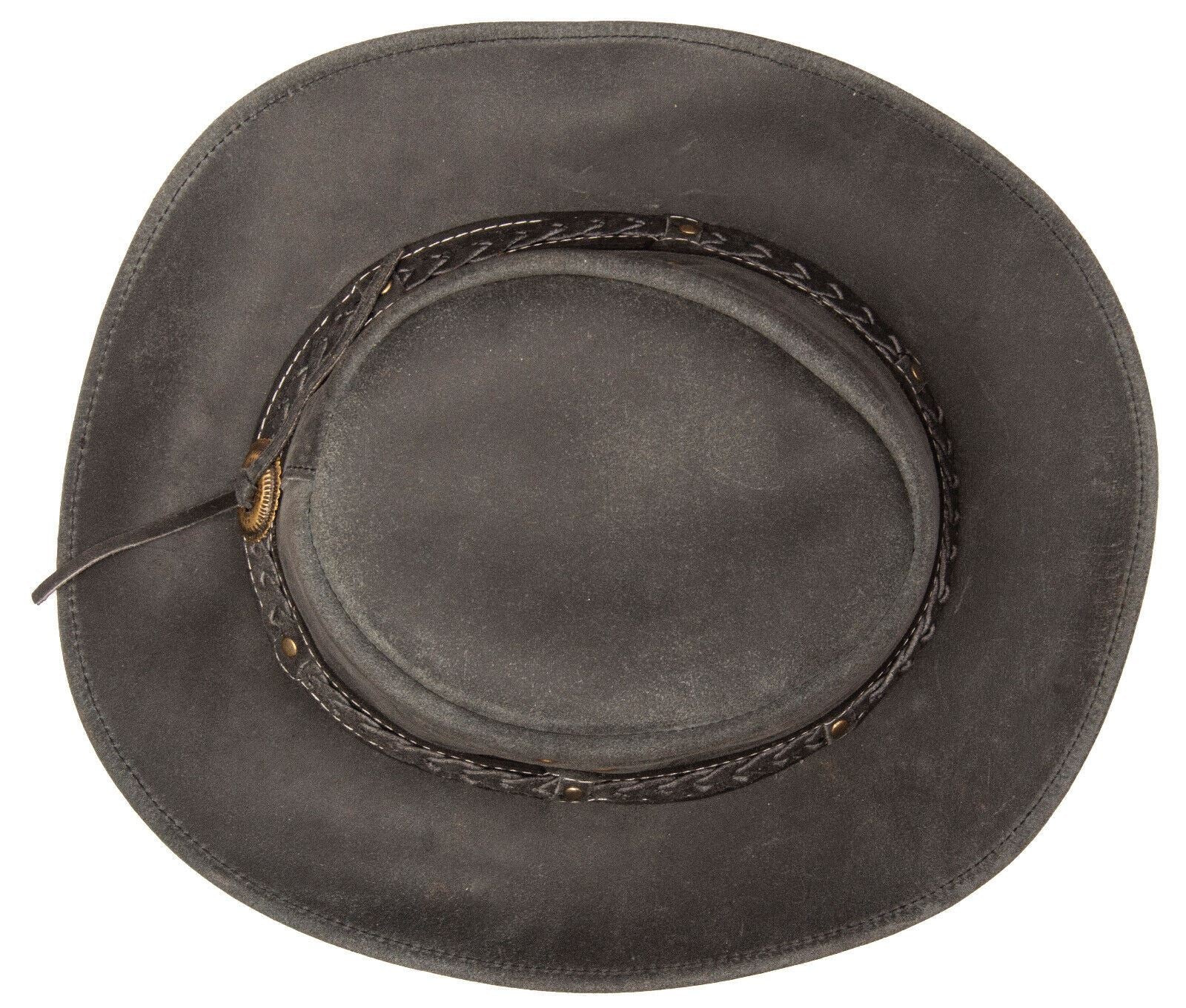Cowboy Aussie Real Leather Hat Australian Black Western Outback Bush Hat