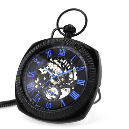 Mechanical Vintage Skeleton Square Open-Face Pocket Watch