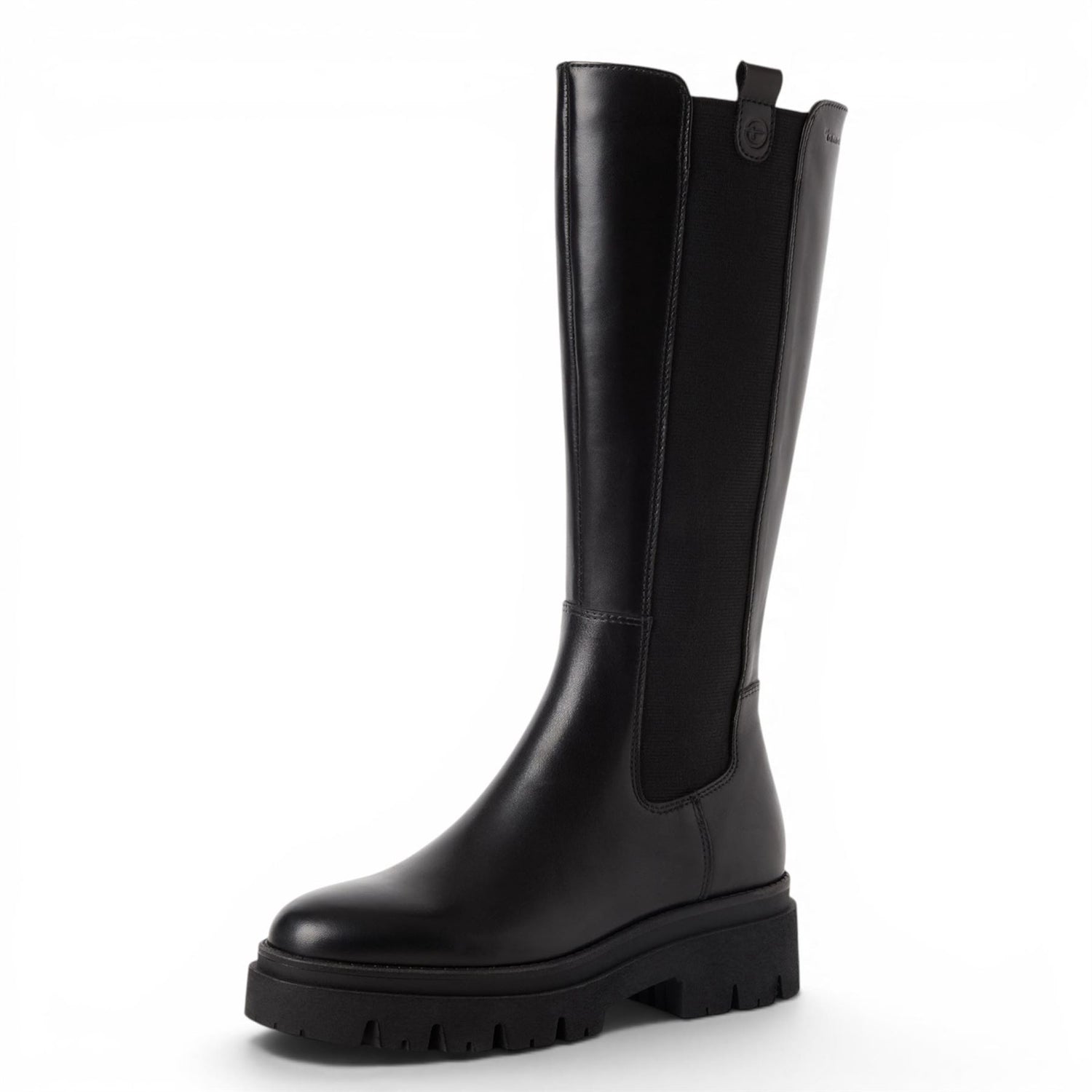 Tamaris Women’s Black Leather Knee High Platform Heel Long Boots - 25608-41