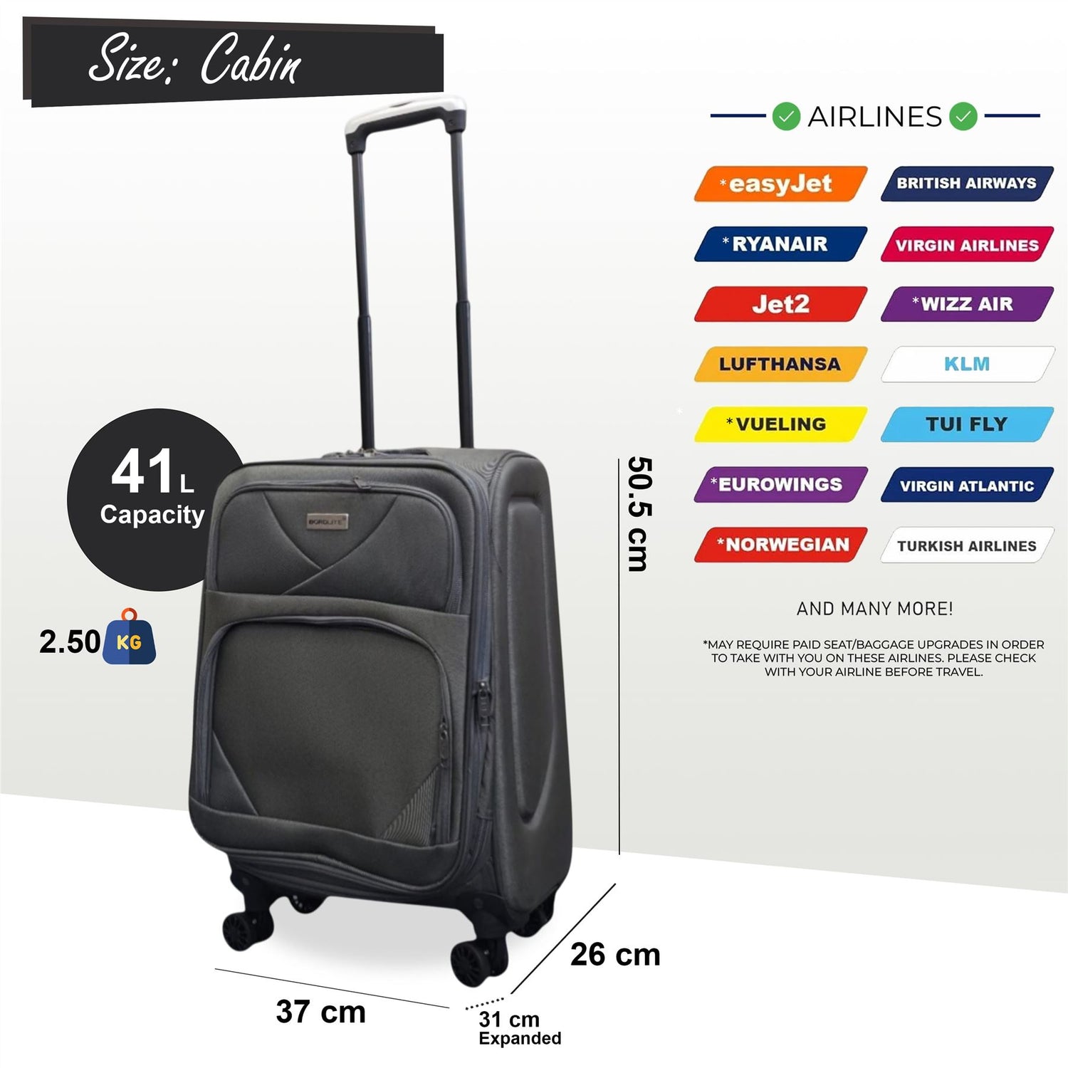 Nagoya Cabin Soft Shell Suitcase in Grey