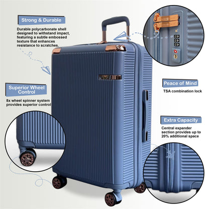 Cowra Set of 3 Hard Shell Suitcase in Blue