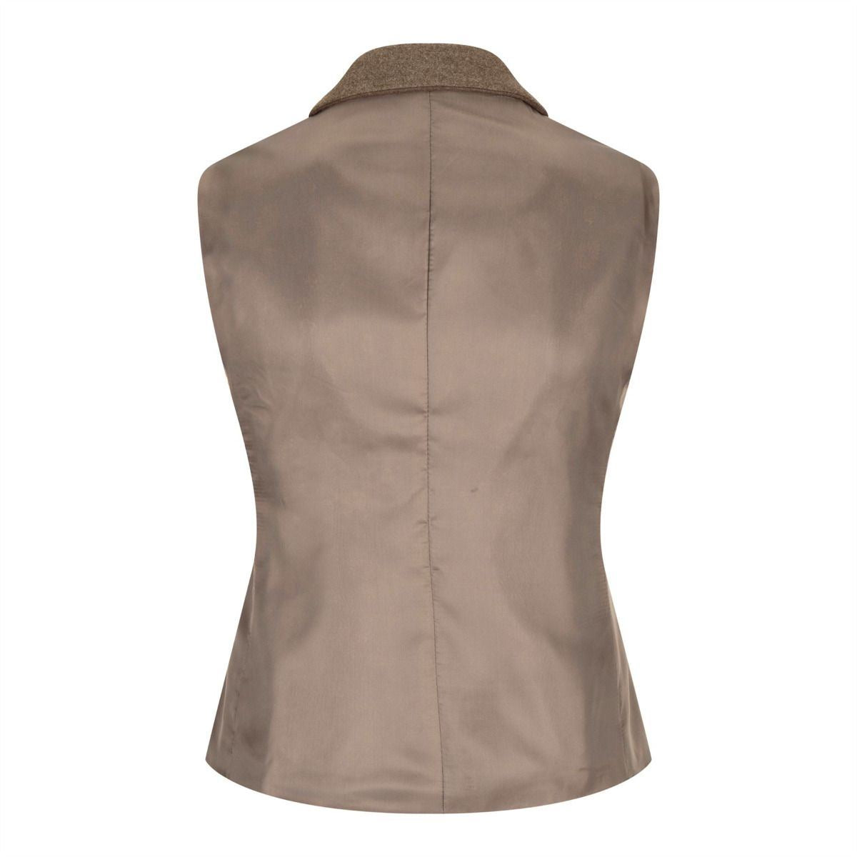 Womens Tweed 1920s Herringbone Light Brown Waistcoat