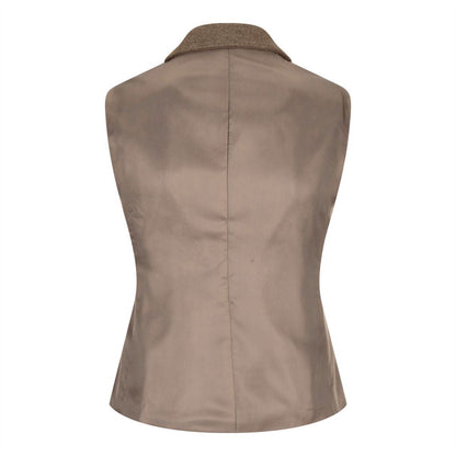 Womens Tweed 1920s Herringbone Light Brown Waistcoat