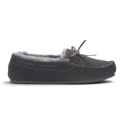 Men’s Olive Green Genuine Sheepskin Moccasin Winter Slippers - Flint