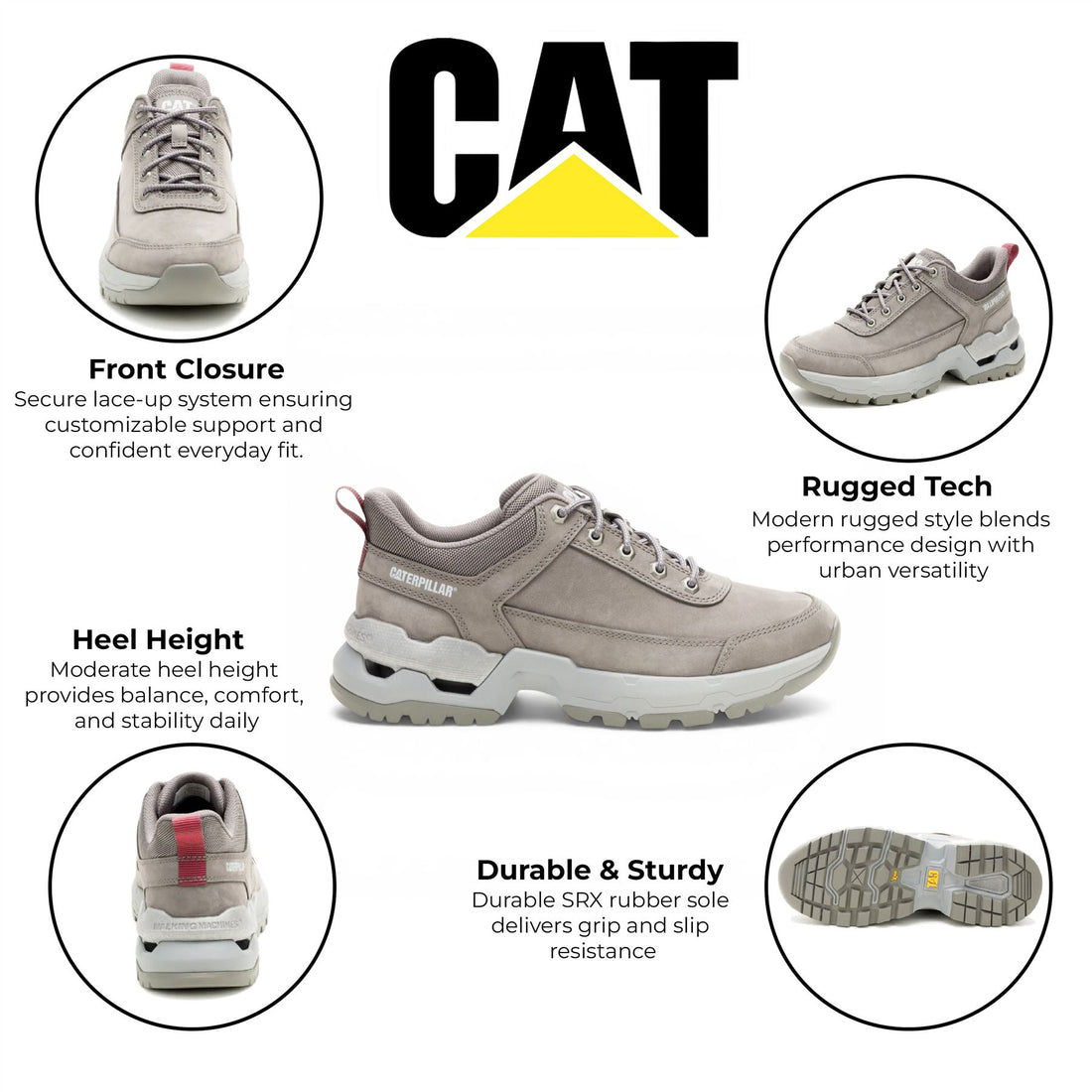 CAT (Caterpillar) Dark Grey Leather Trainer Shoes - Surge Hiker