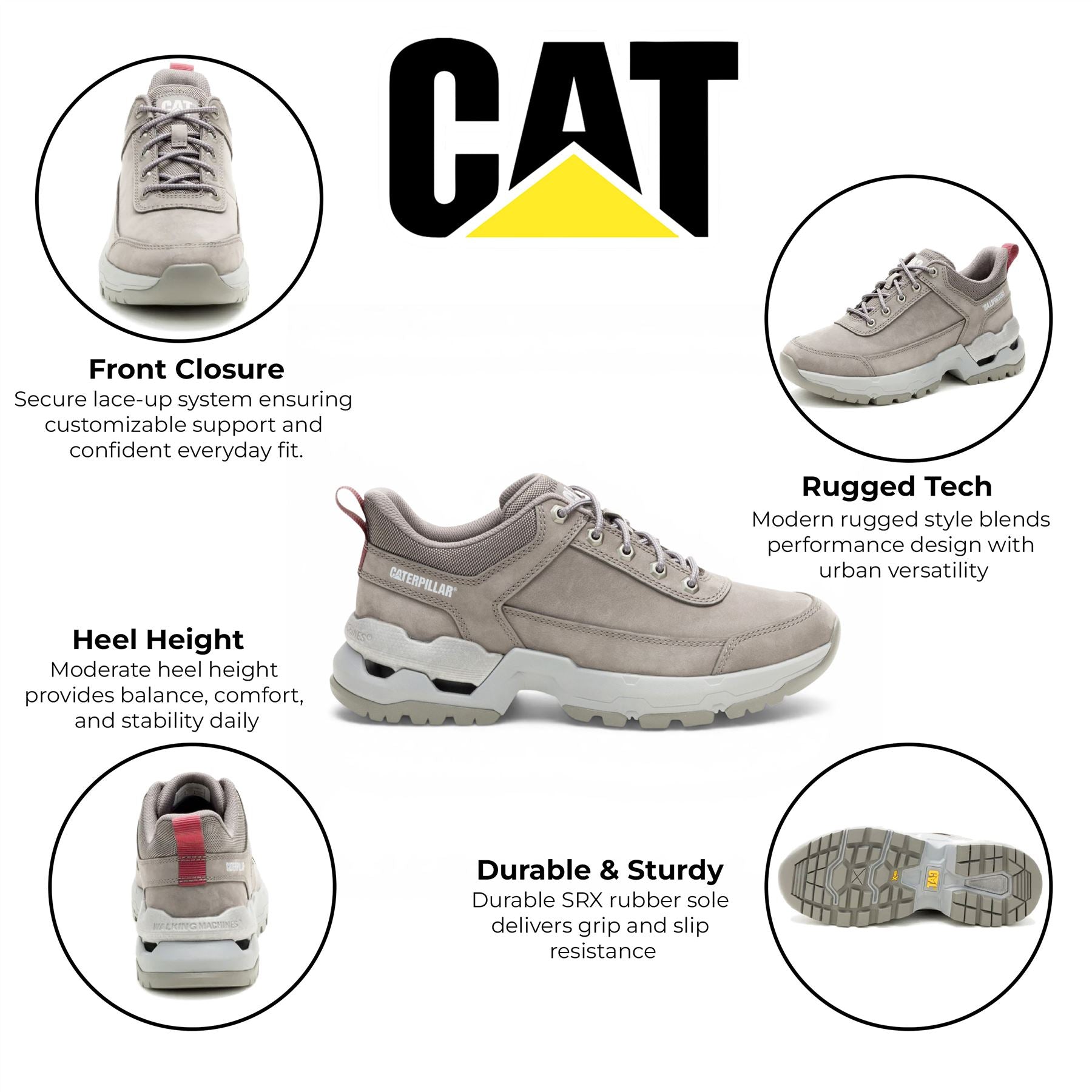 CAT (Caterpillar) Dark Grey Leather Trainer Shoes - Surge Hiker