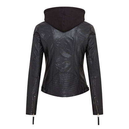 Womens Hooded Classic Biker Jacket - Wareham