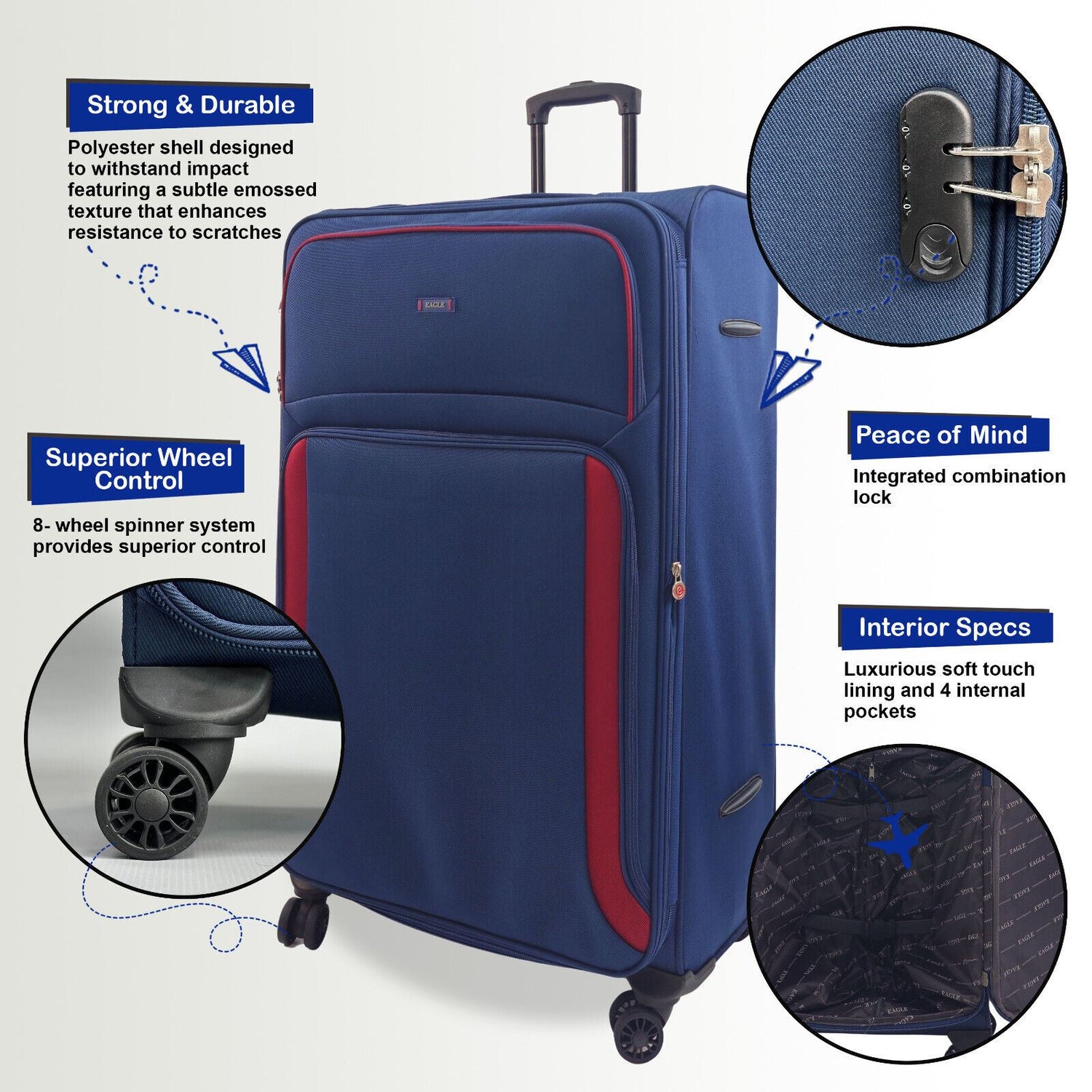 Ashland Large Soft Shell Suitcase in Navy