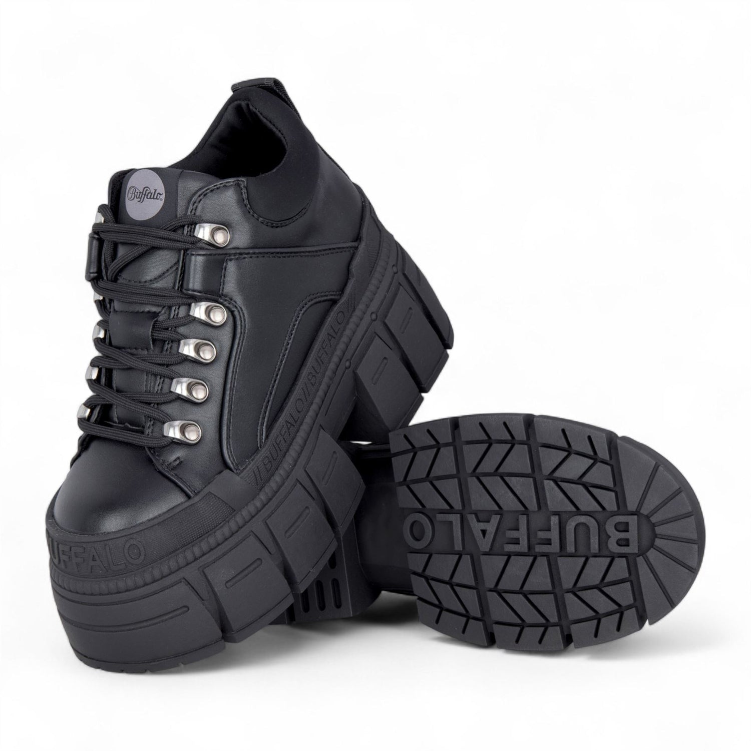 Buffalo Womens Chunky Platform Black Gothic Ankle Boots - Gospher Hike-Lo