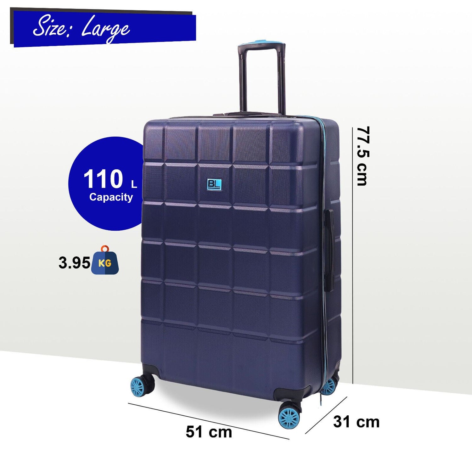 Collinsville Large Soft Shell Suitcase in Navy