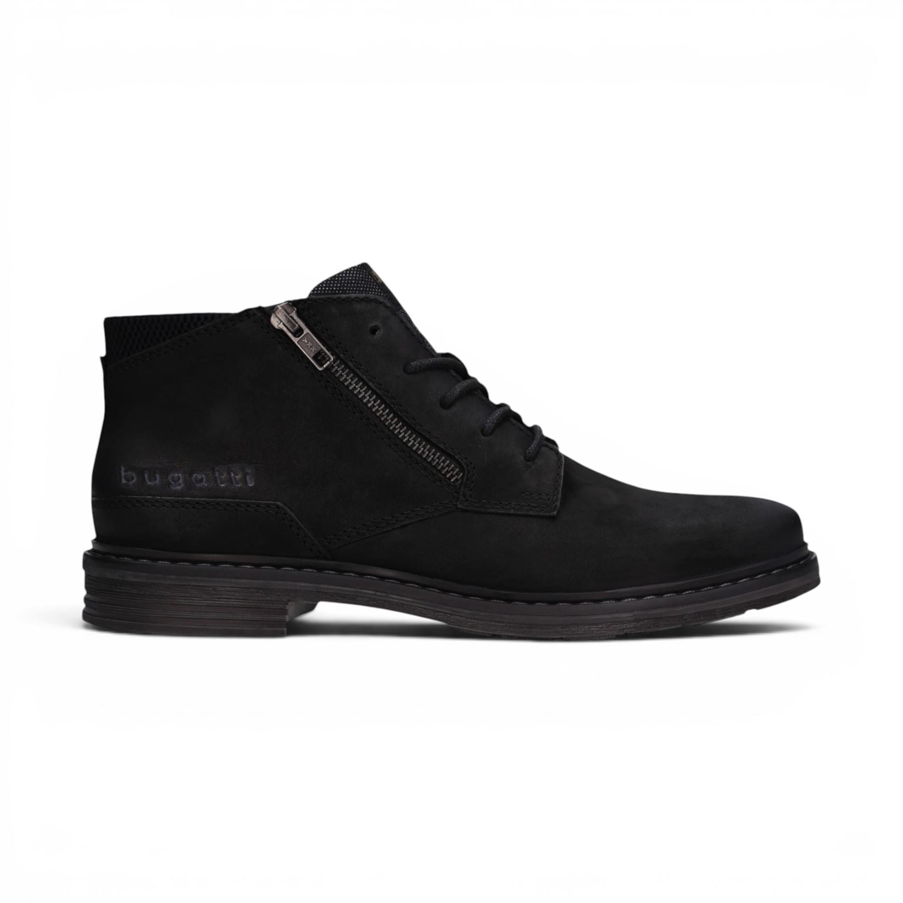 Bugatti Mens Black Leather Lace-up Chukka Ankle Boots - Rigalo Evo C30