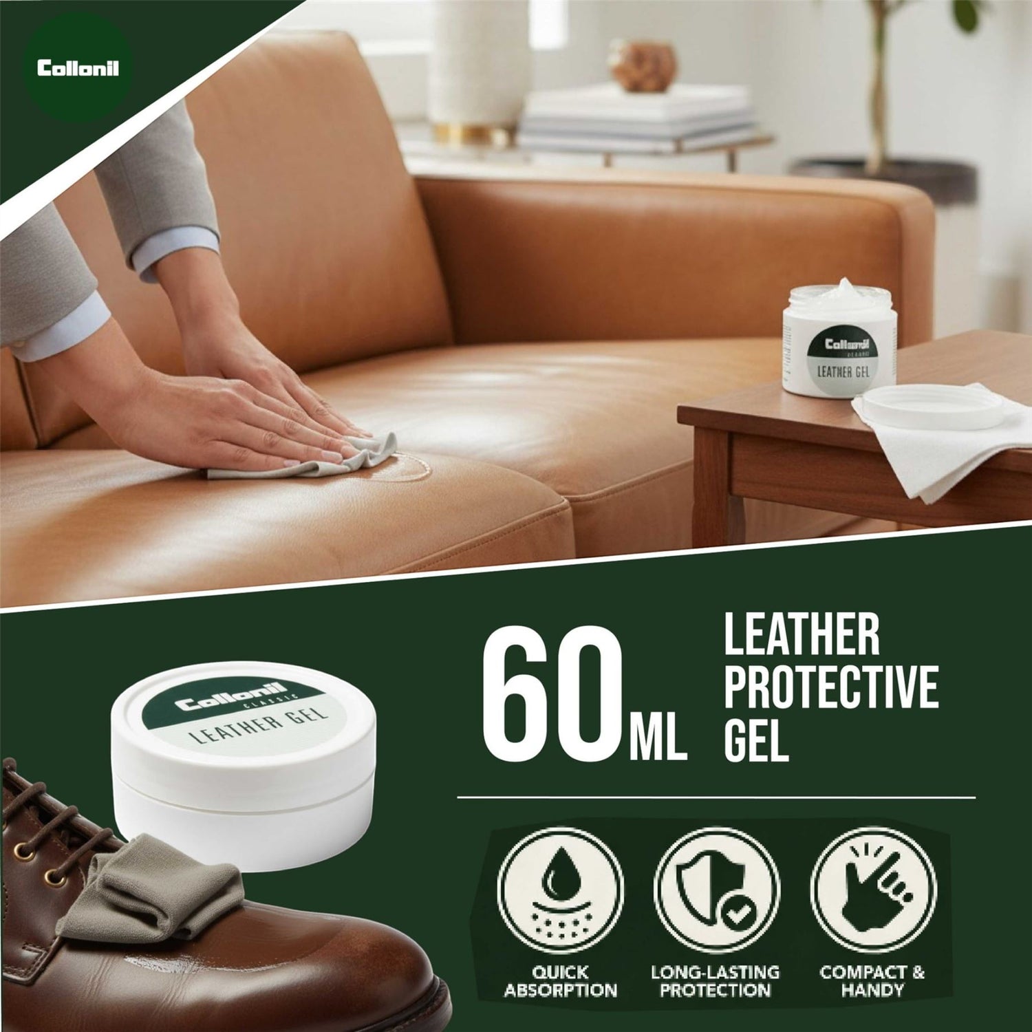 Collonil Leather Gel 60ml/230ml Waterproof, Dirt-Repellent &amp; Colour-Reviving Leather Care