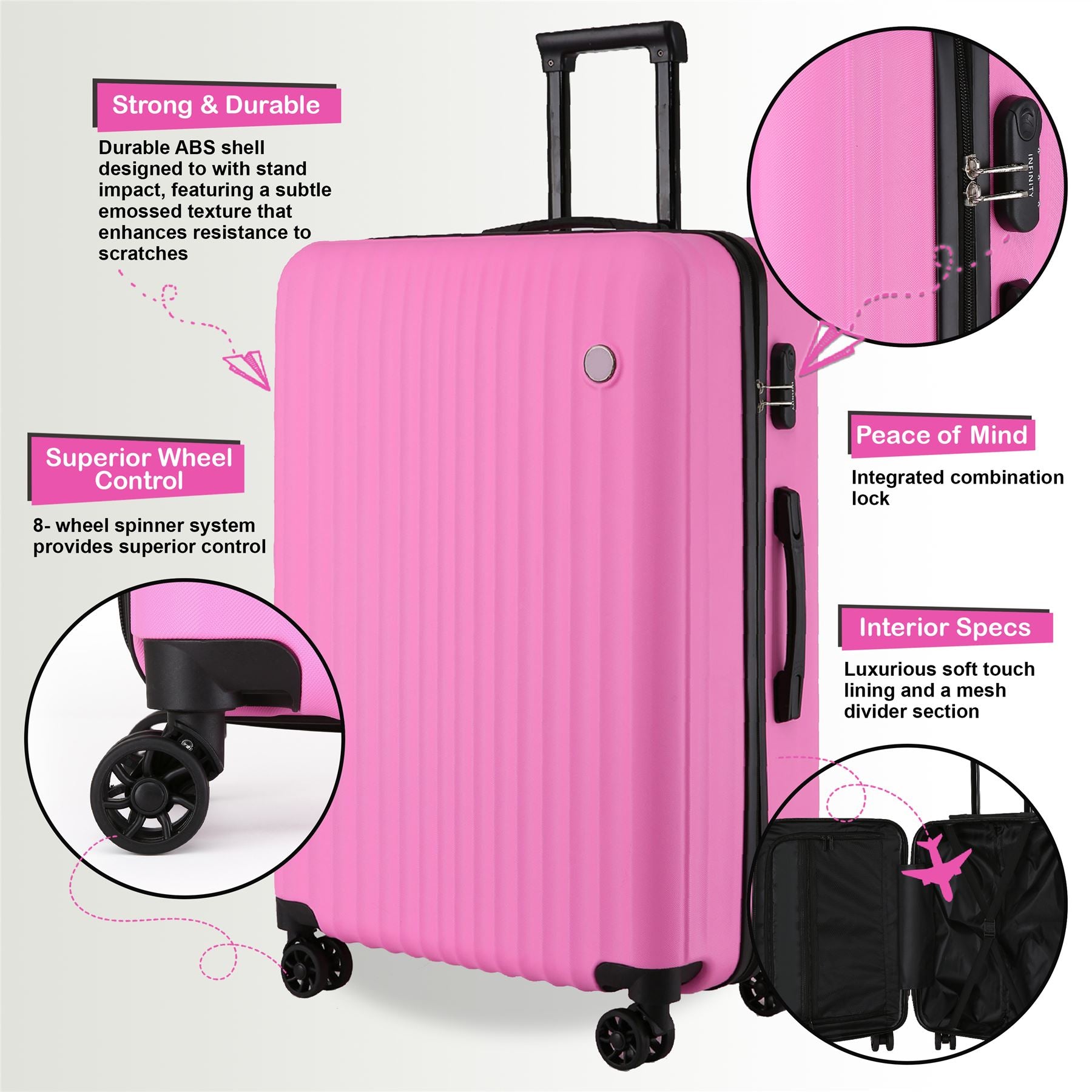 Edmonton Cabin Hard Shell Suitcase in Pink