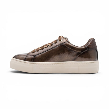 Tamaris Womens Brown Faux Leather Fashion Lace Up Sneakers