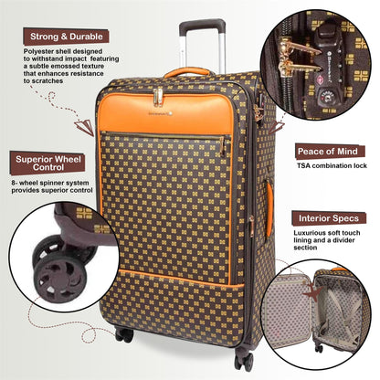 Cleveland Large Soft Shell Suitcase in Coffee