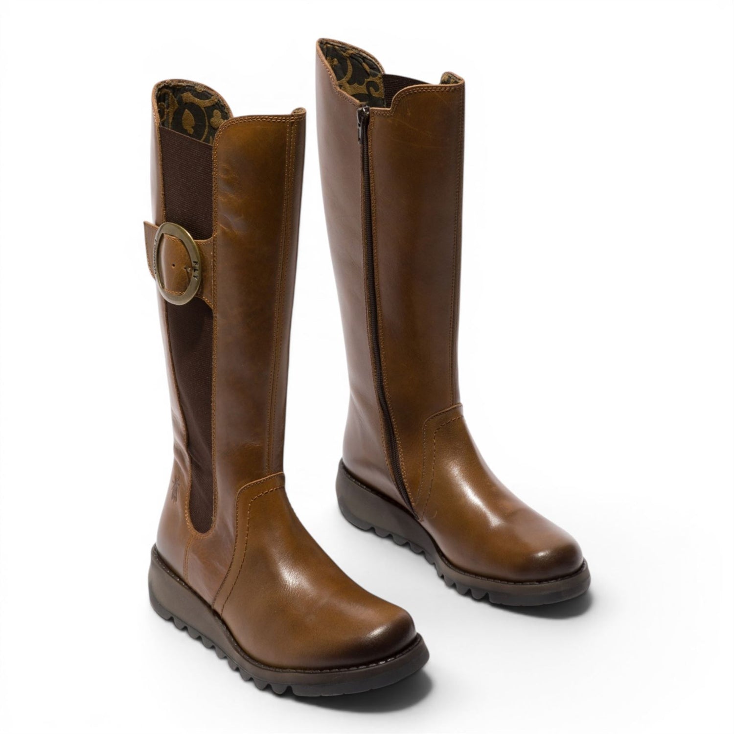Fly London Womens Tan Leather Knee-High Long Boots - SOIF361
