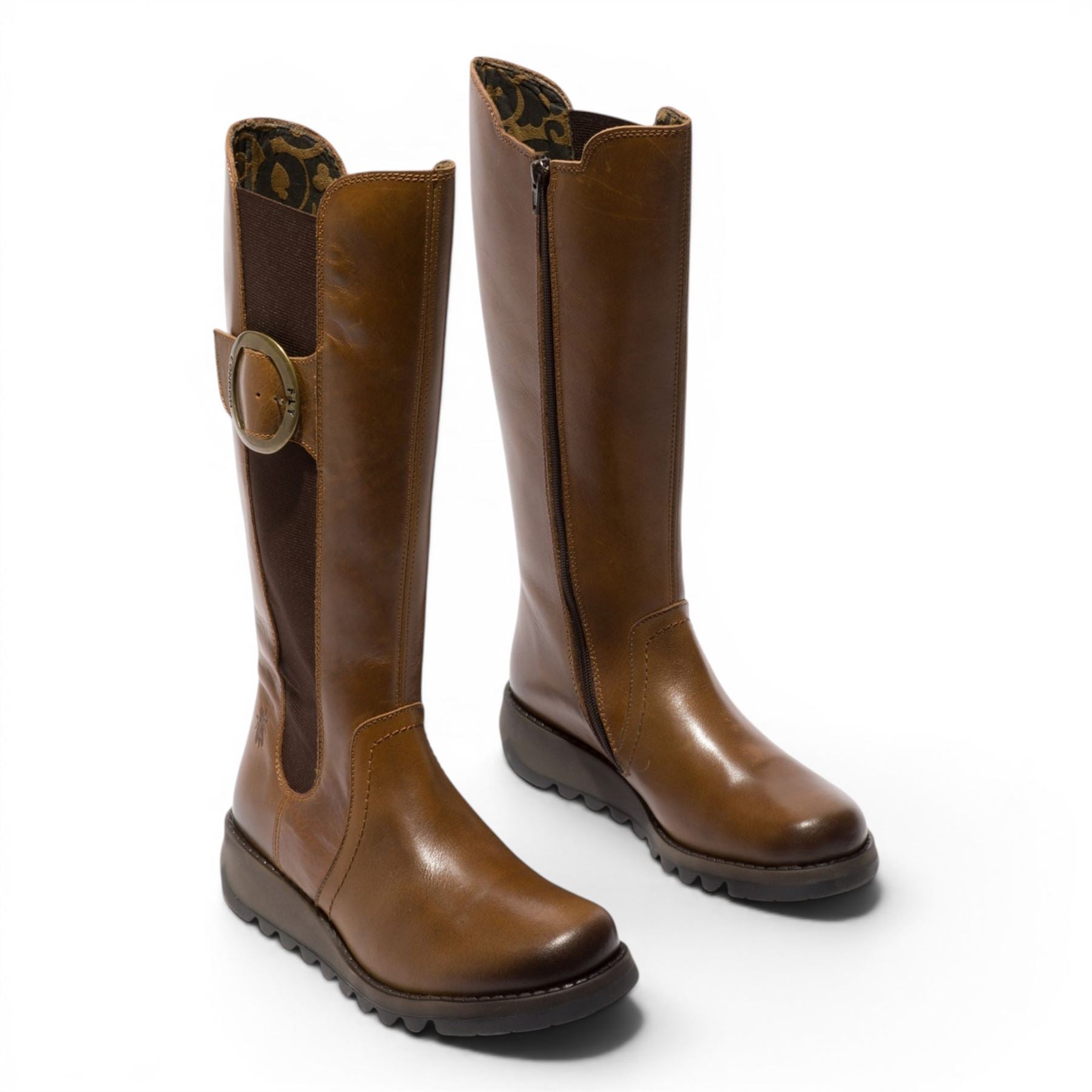 Fly London Womens Tan Leather Knee-High Long Boots - SOIF361