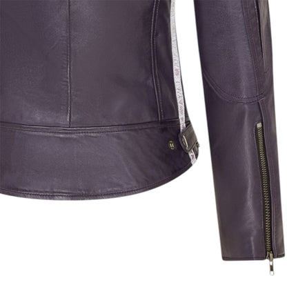 Womens Biker Racing Badges Leather Jacket-Eastleigh