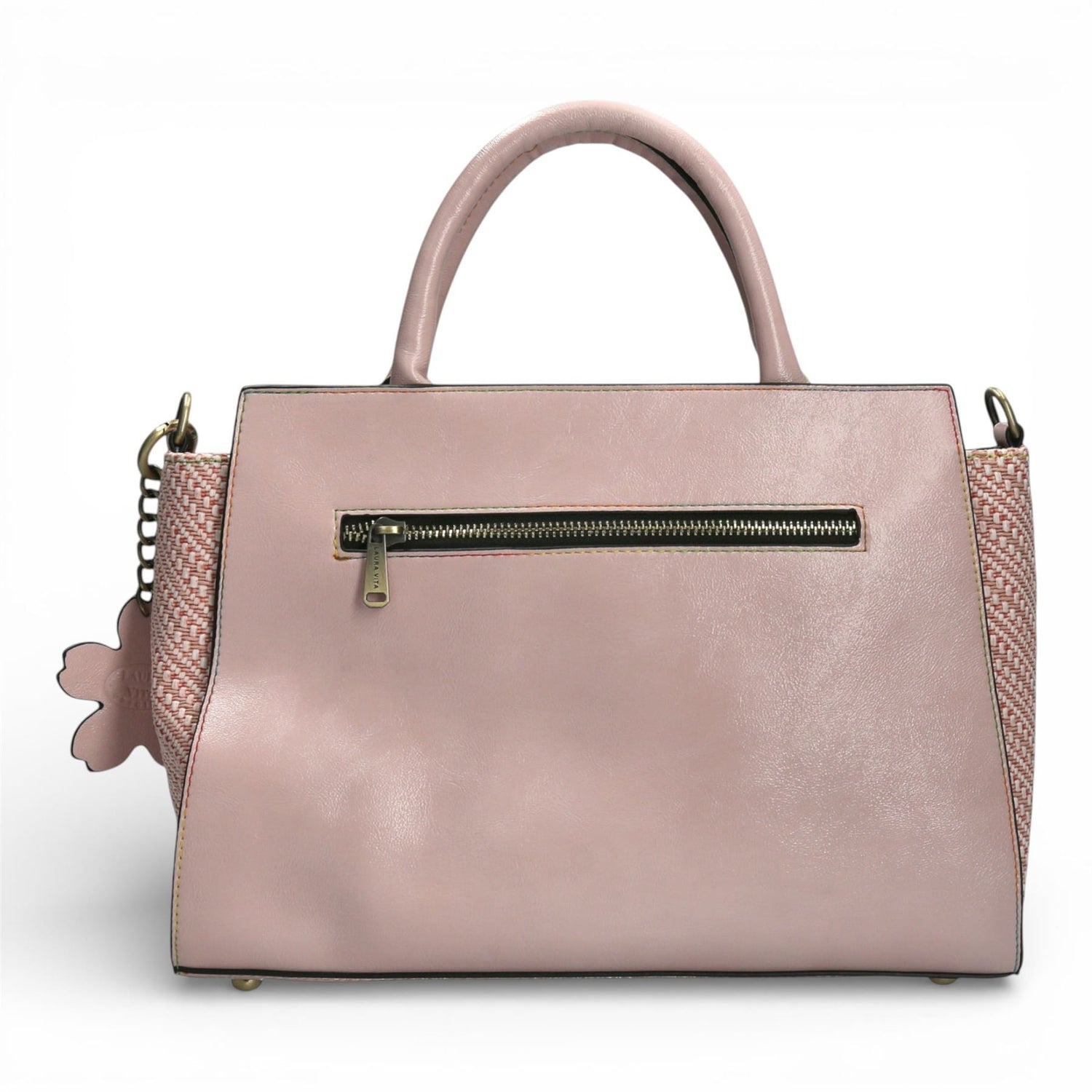 Laura Vita Ayna-02 Womens Rose Pink Floral Print Adjustable Straps Shoulder Tote Handbag