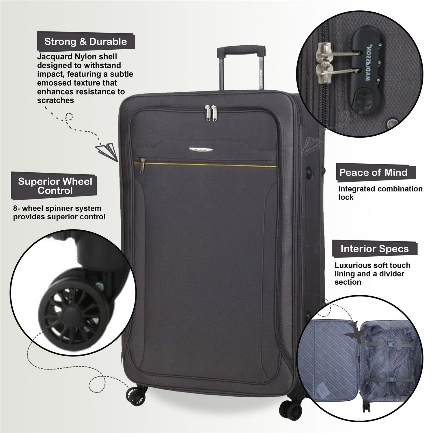 Calera Extra Large Soft Shell Suitcase in Grey