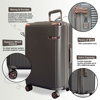 Cowra Set of 3 Hard Shell Suitcase in Champagne ( Beige )