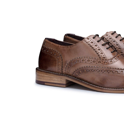 Mens Classic Oxford Chestnut-Brown Leather Gatsby Brogue Shoes
