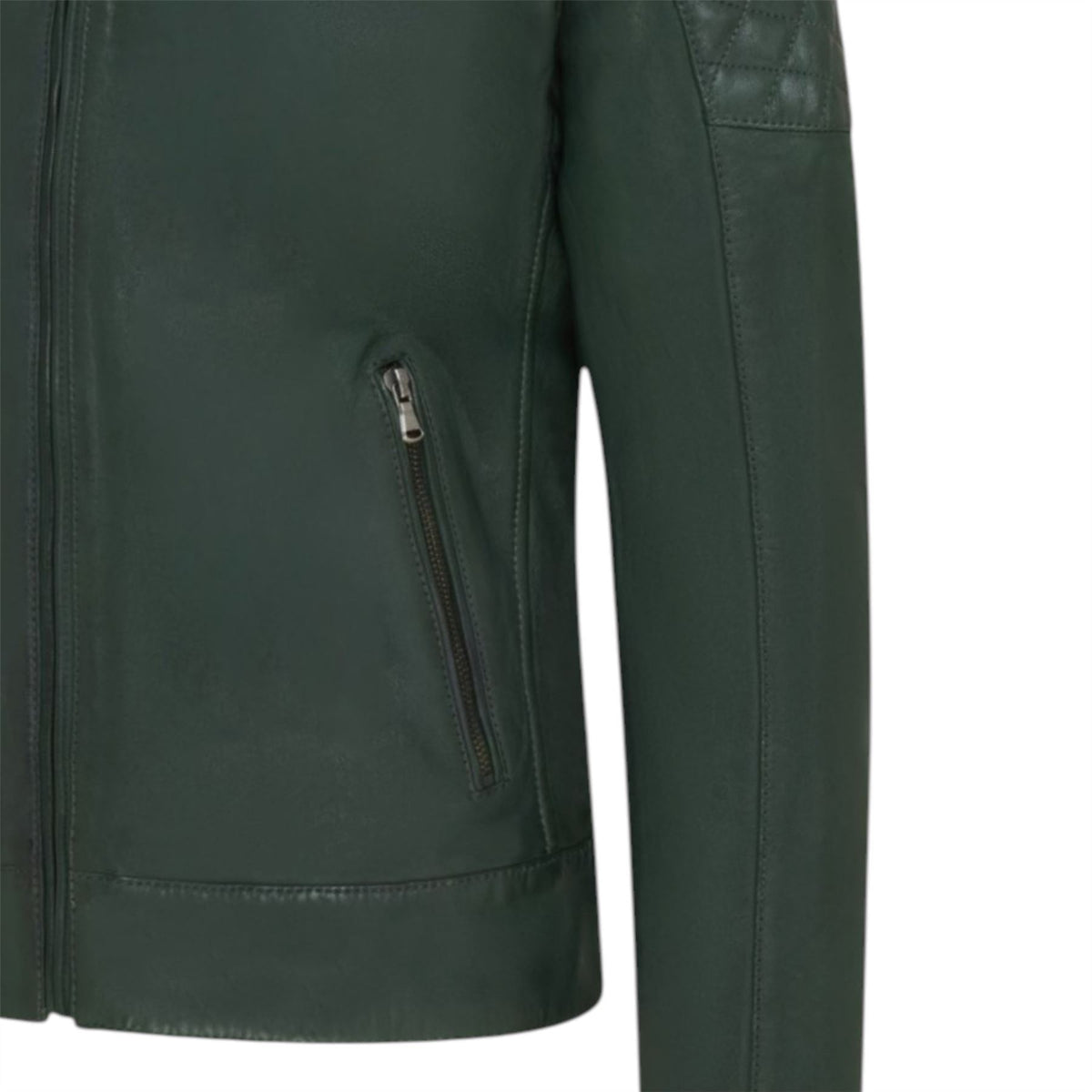Mens Leather Quilted Shoulder Biker Jacket - Rock