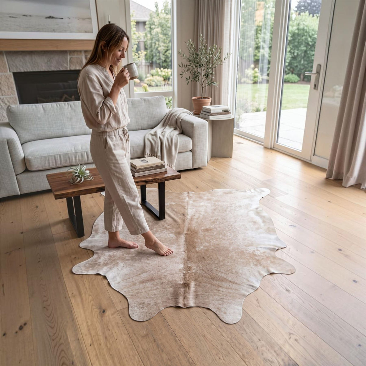 Genuine Cowhide Natural Leather Hairon Rug - Salt &amp; Papper