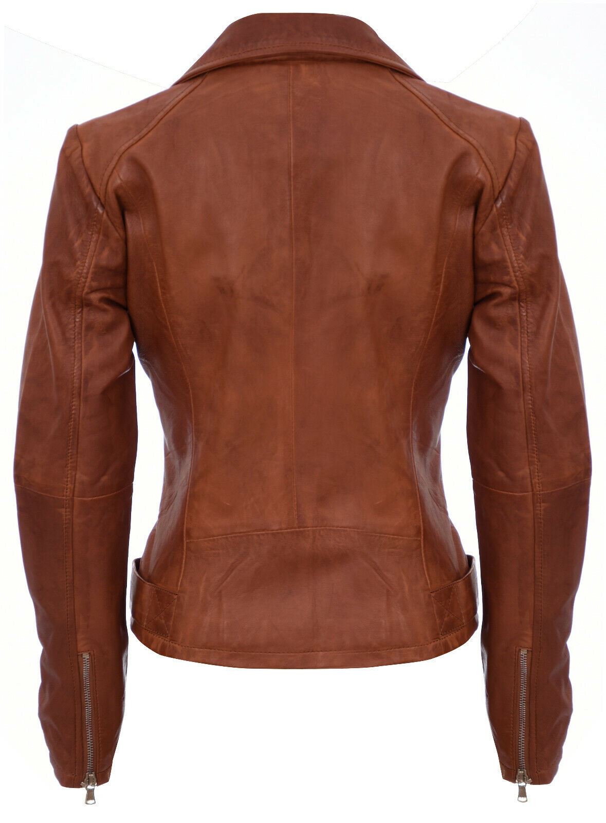 Womens Classic Brando-style Biker Jacket-Margate - Upperclass Fashions 