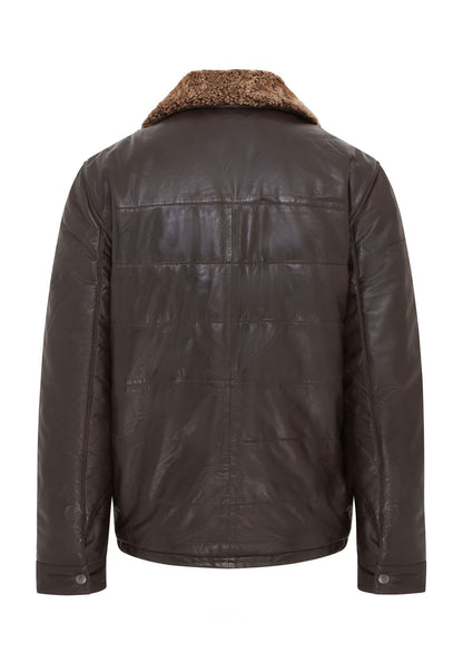 Mens Leather Puffer Quilted Jacket - Farsund