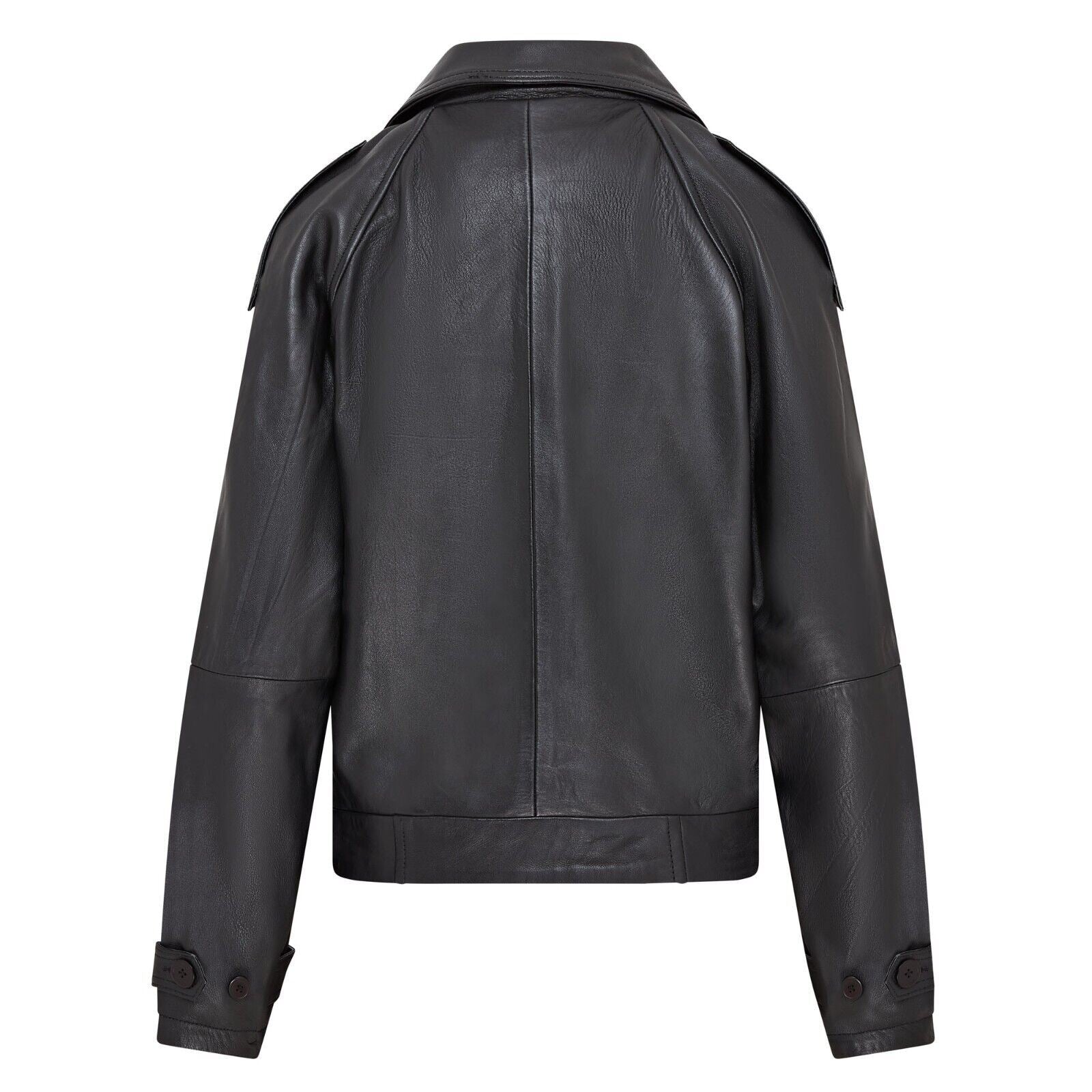 Womens Cropped Oversized Trench Leather Jacket - Warwick