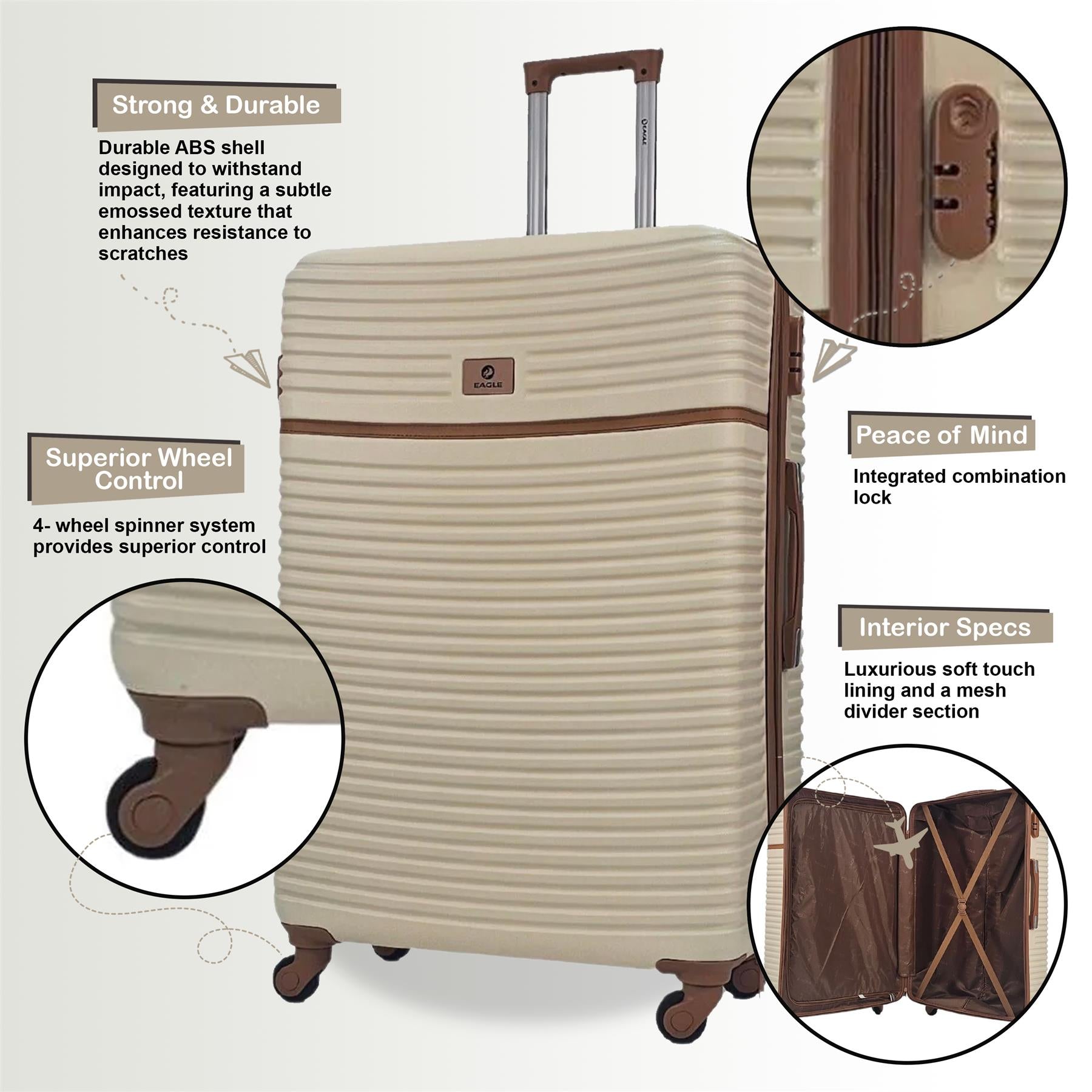 Bridgeport Large Hard Shell Suitcase in Cream