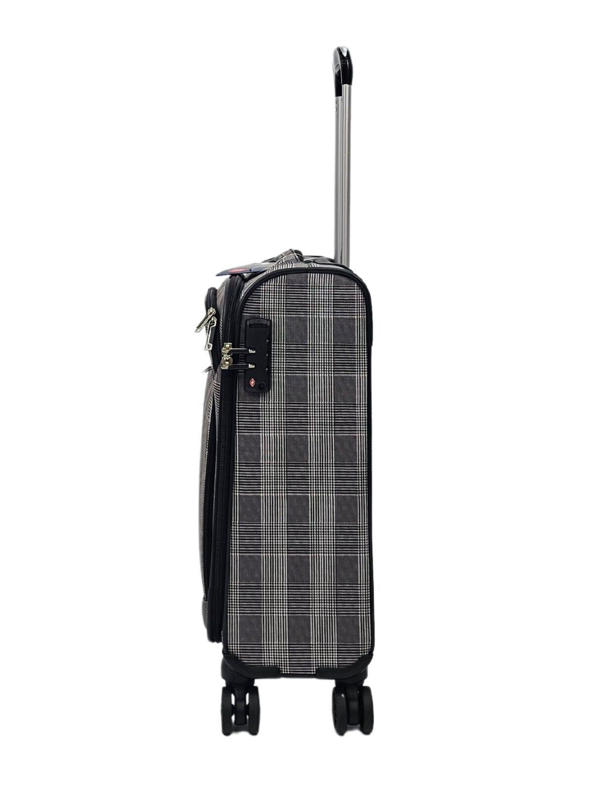 Lightweight Suitcases 8 Wheel Luggage Stripes Travel Soft Bags