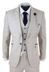 Mens 3 Piece Cream Check Tweed Herringbone Vintage Classic Suit - Upperclass Fashions 