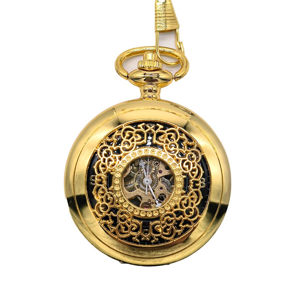 Antique Brass Alloy Skeleton Half Hunter Pocket Watch