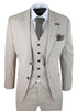 Mens 3 Piece Cream Linen Summer Spring Classic Suit - Upperclass Fashions 