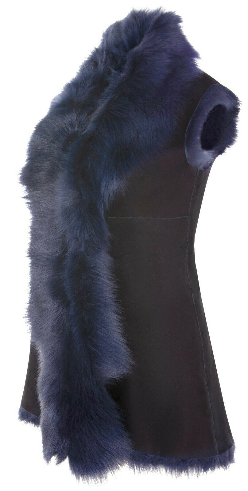Womens Warmer Toscana Sheepskin Long Gilet-Seaford