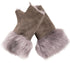 Womens Shearling Mittens Fingerless Cuffs Toscana Suede Sheepskin Fur - Upperclass Fashions 