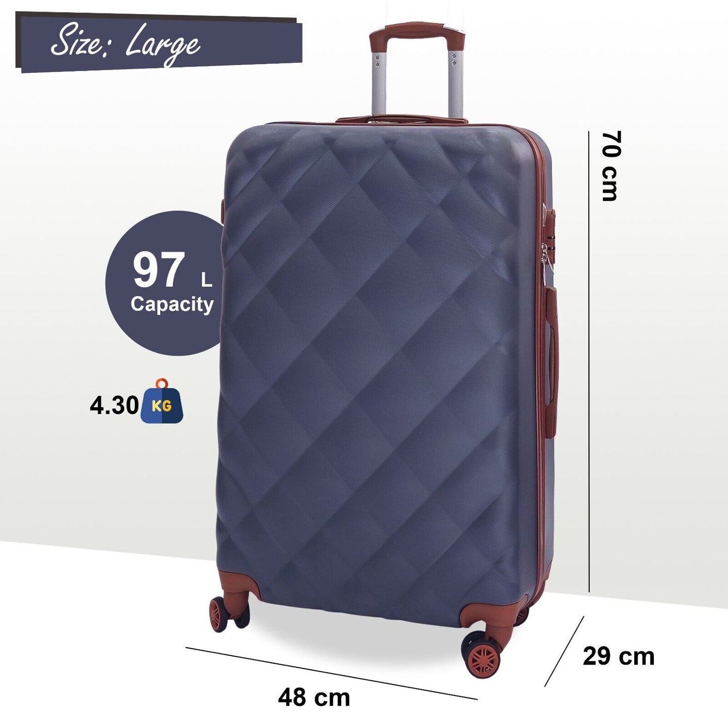 Grey Hard Shell Suitcase Luggage Set Travel Cabin Bag