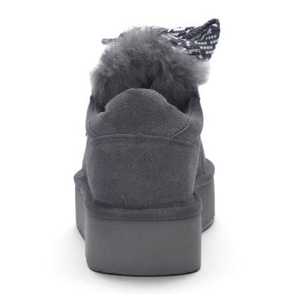 Women’s Grey Genuine Sheepskin Fur-Lined Winter Wedge Trainers - Moonstone